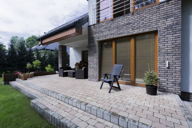 Modern brick paver patio